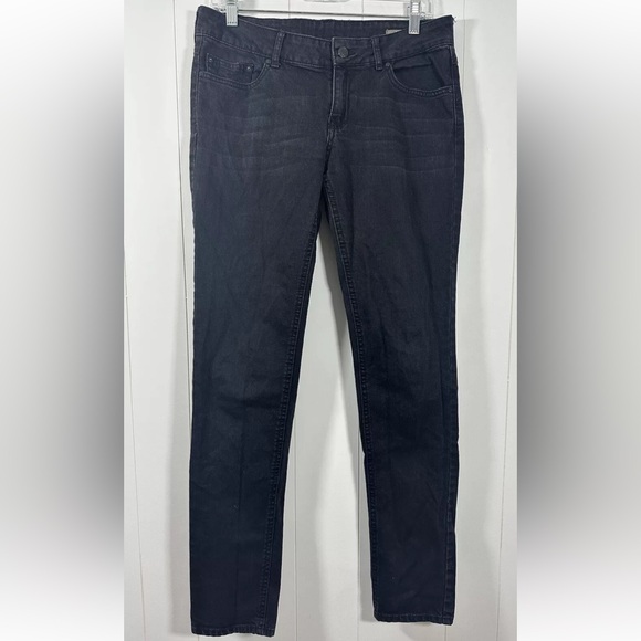 Mango Alice Size 8 Black Slim Fit Straight Leg Dark Wash Denim Jeans - Picture 2 of 9